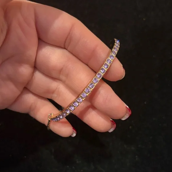 NWT Park Lane Purple Swarovski crystals bracelet, Pull chain closure - Picture 2 of 7